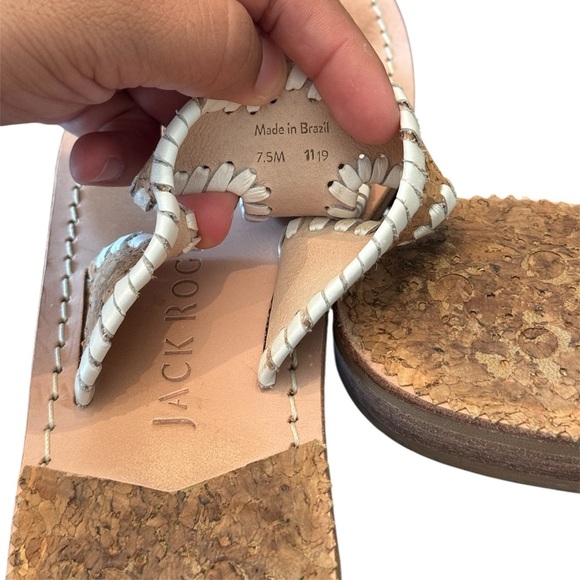 Jack Rogers Jackie Cork White Leather Sandals - Picture 4 of 6